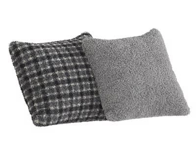 Soft Fluffy Gray And Plaid Checkered Decorative Pillows For Home Comfort 3d model