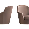 Brown Leather Single Sofa With Modern Rounded Shape And Comfortable Seat 3d model