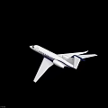 Modern white and blue business jet with sleek fuselage wings engine and tail details