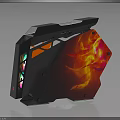 Modern High Performance PC Case With RGB Cooling Fans And Flame Pattern Design 3d model
