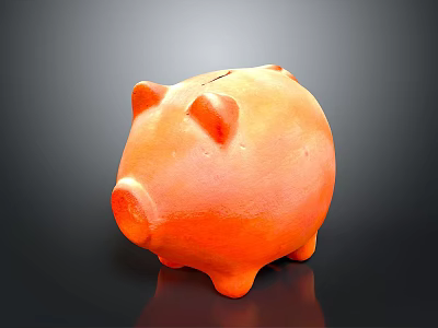 Orange Piggy Bank Classic Pig Shape As Practical Household Item For Saving Money 3d model