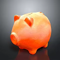 Orange Piggy Bank Classic Pig Shape As Practical Household Item For Saving Money