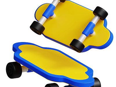 Electric Toy Scooter With Cloud Shaped Design Yellow Blue Wheels For Kids Fun Play 3d model