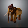 3D Render Of Mammoth With Brown Fur White Tusks And Topknot Standing On Dark Background