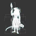 Lizard Folk Character In Fantasy Robed Attire Holding Green Staff Standing Pose
