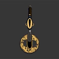 Traditional Japanese Katana With Ornate Gold Blue Hilt Scabbard And Sharp Metallic Blade