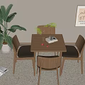 Nordic Solid Wood Casual Tables and Chairs 3d model