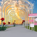 Xiantao Decorative Scene Featuring Giant Red Heart Pink Flower Wall And Scaffolding