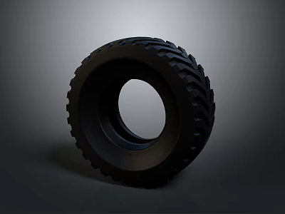 Black Heavy Duty Car Tire With Deep Tread For Off Road Driving 3d model