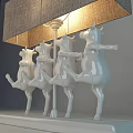 White Ceramic Cow Sculptures in Dancing Pose as Table Lamp Base Decoration