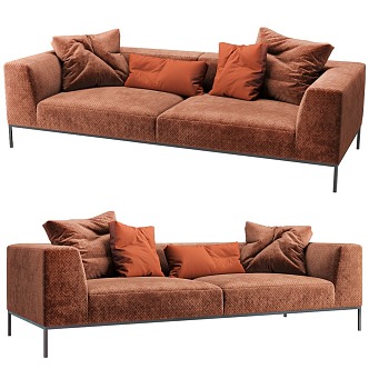 modern double sofa multi-person sofa leisure sofa 3d model