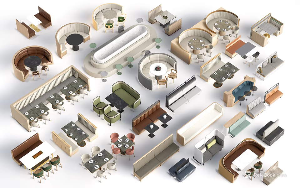 Modern Sofa Set Collection With Various Designs And Matching Coffee Tables 3d model 