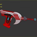 Red And Silver Futuristic Weapon With Blue Components And Streamlined Design 3d model