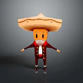 Cartoon Character Wearing Large Sombrero Hat With Orange Face White Mustache And Traditional Outfit