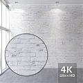 White Brick Wall Near Window With Circular Zoom Detail And 4K Resolution