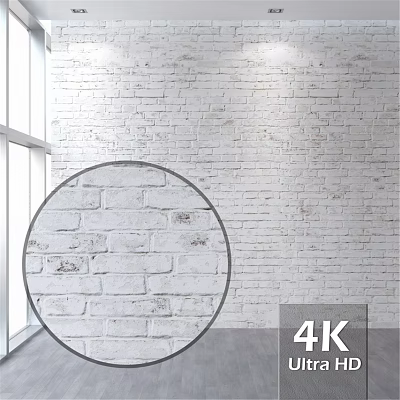White Brick Wall Near Window With Circular Zoom Detail And 4K Resolution 3d model