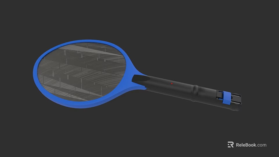Blue And Black Electric Fly Swatter With Net Surface And Handle For Household Use 3d model 