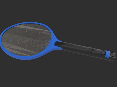 Blue And Black Electric Fly Swatter With Net Surface And Handle For Household Use 3d model