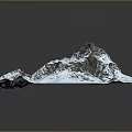 3D Snowy Mountain Terrain Model With Snow Covered Slopes And Rocky Peaks