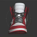 High Top Sneakers White Red With AIR Logo Black Accents Gray Laces