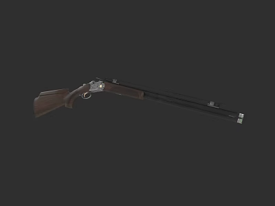Detailed Classic Double Barrel Shotgun With Wooden Stock And Metal Barrels 3d model