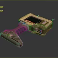 Handheld Sci Fi Device With Green Screen Brown Beige Casing Handle And Antenna
