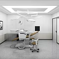 Modern Dental Clinic Interior With White Walls Dental Chair And Medical Instruments