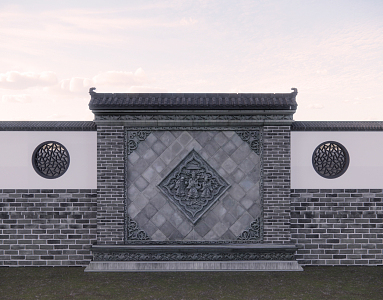 New Chinese style landscape wall landscape wall 3d model