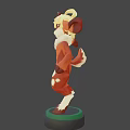 3D Game Movie Character With Blonde Hair Green Eyes Red Ears Body White Chest Fur