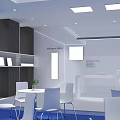 Nationstar Modern Exhibition Booth With White And Blue Design Reception Desk And Display Area
