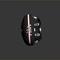Black Round Daily Use Backpack With White Red Accents Multiple Straps And Secure Buckles
