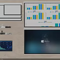 Projection Monitoring System With Multiple Projection Screens Data Charts And Monitoring Devices