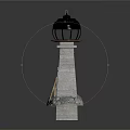 Stone Pillar Decorative Furniture With Black Lantern Top And Lattice Design