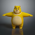Yellow Cartoon Bear Toy With Outstretched Arms On Gray Background With Reflection