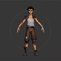 3D Young Male Character In White Vest Brown Shorts Knee Pads And Wrist Guards