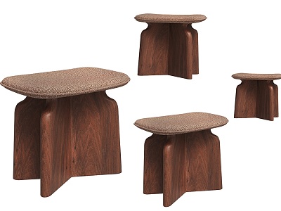 Solid Wood Fabric Stool for Living Room Low Stool Special Shape Solid Wood Stool Artistic Shape Low Stool model