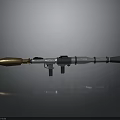 3D Model Rocket Launcher Weapon With Metallic Texture Gold Silver Parts And Black Grip