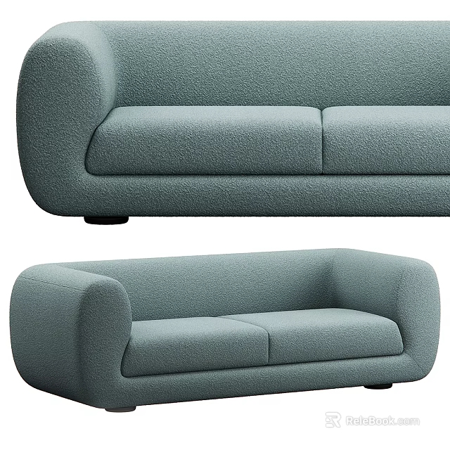Light Green Two Seater Sofa With Soft Fabric And Modern Rounded Arm Design 3d model 
