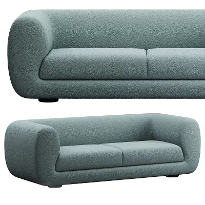 Light Green Two Seater Sofa With Soft Fabric And Modern Rounded Arm Design 3d model