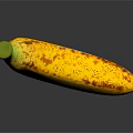 Fresh Ripe Banana With Yellow Peel And Brown Spots On Black Background