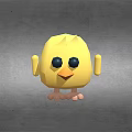 Cute Yellow Chicken Game Movie Character With Big Black Eyes And Simple Design