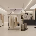Bright Modern Minimalist Clothing Store Interior With Neat Garment And Fashion Accessory Displays