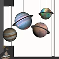 Planetary Design Chandeliers with Vibrant Spherical Shapes and Saturn Like Rings for Modern Interior Decoration