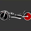 Futuristic Three Wheeled Motorcycle With Spiked Wheels Black And Red Sleek Body Stylish Seat Design
