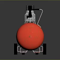 Red Air Compressor with Horizontal Tank Motor Control Panel and Portable Wheels Design