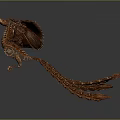 Intricate Copper Colored 3D Model of Mythical Flying Creature with Outstretched Wings