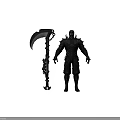 Armored Warrior Character in Intricate Black Armor with Giant Scythe and Chain Details