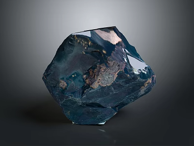 Artistic Sculpture Carving With Irregular Deep Blue Shape Metallic Luster And Textured Surface 3d model
