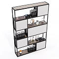 Modern Multi Compartment Bookshelf With Books Decorative Items And Table Lamp 3d model