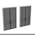 Modern Glass Partition Doors With Vertical Stripes And Black Metal Frames